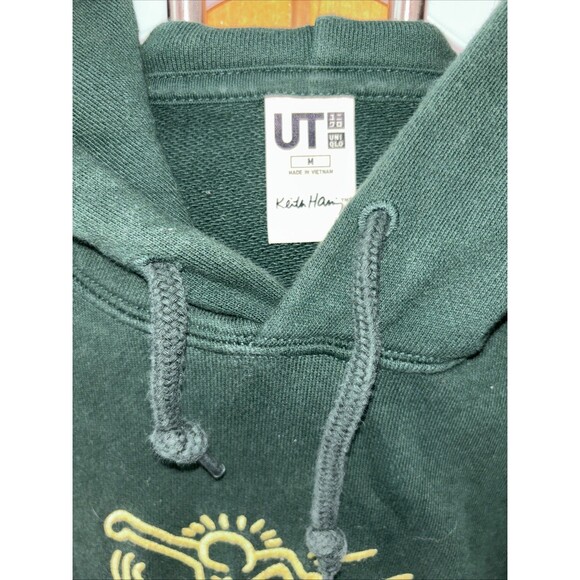 Keith Haring x Uniqlo Hoodie Men M Green Pullover Embroidered Skateboarding - Picture 2 of 10